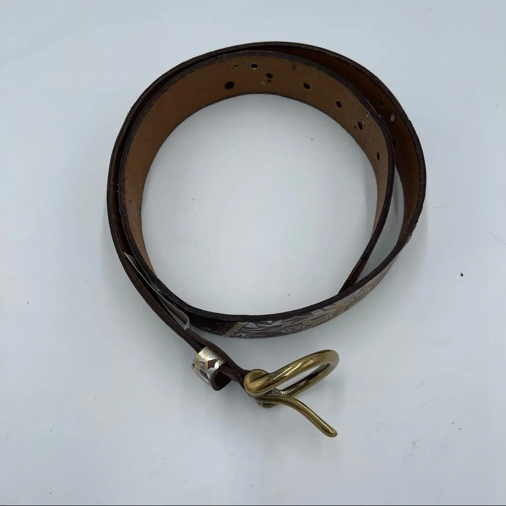 Fossil Embellished Leather Belt Grunge Boho